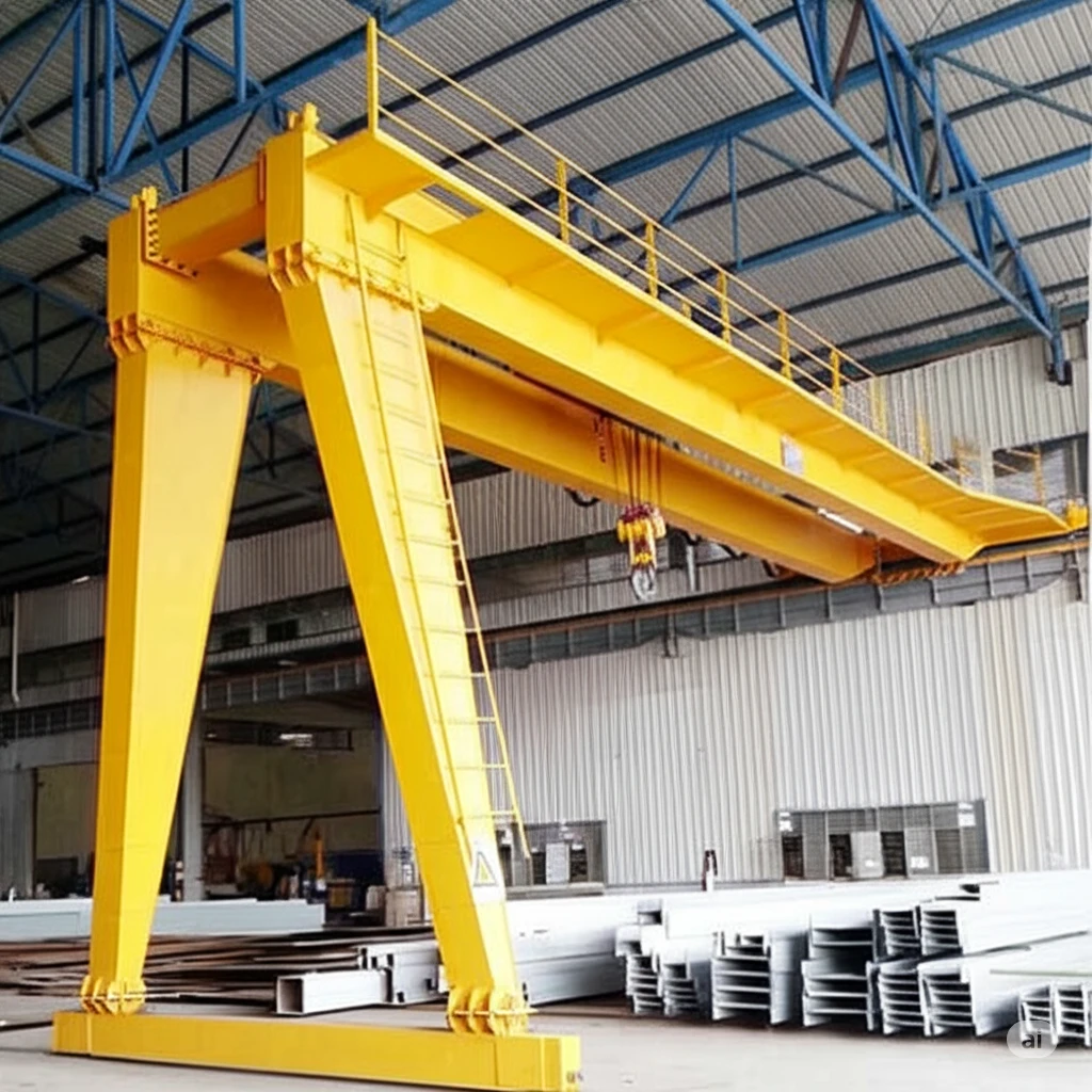 Double girder semi goliath crane for heavier industrial handling